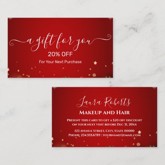 Christmas Discount Card – Festive Holiday Savings Kortingskaartje (Voorkant / Achterkant)