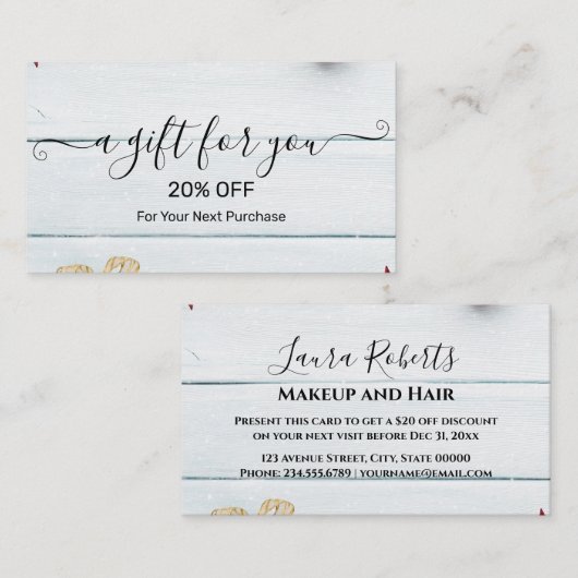 Christmas Discount Card – Festive Holiday Savings Kortingskaartje (Voorkant / Achterkant)