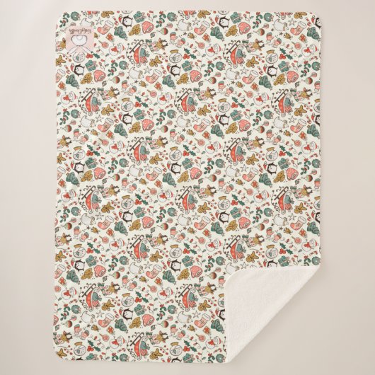 Christmas Ditsy Doodles  Sherpa Deken (Voorkant)