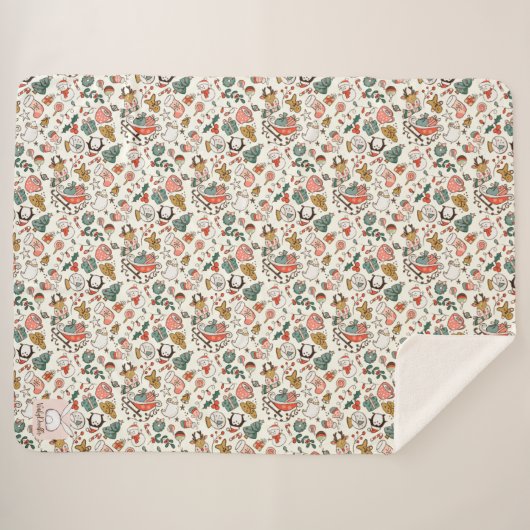 Christmas Ditsy Doodles  Sherpa Deken (Voorkant (horizontaal))