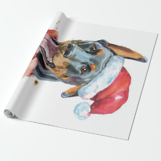 CHRISTMAS DOBERMAN DOG CADEAUPAPIER