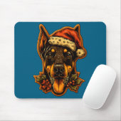 Christmas Doberman Dog With Santa Hat Gingerbread  Muismat (Met muis)