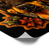 Christmas Doberman Dog With Santa Hat Gingerbread  Poster (Hoek)