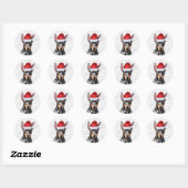Christmas Doberman Pinscher Dog and Woof Art Ronde Sticker (Vel)
