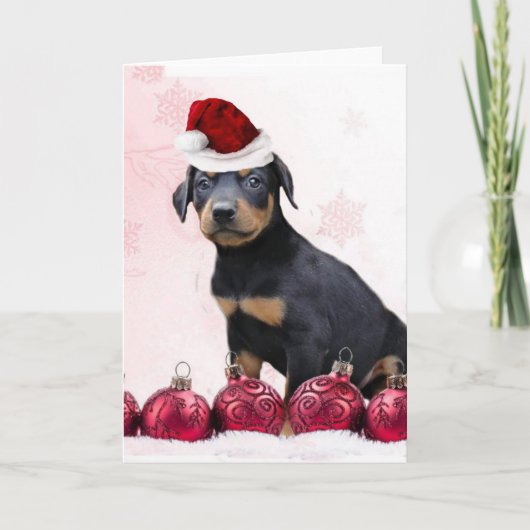 Christmas Doberman puppy wenskaart Feestdagen Kaart (Voorkant)