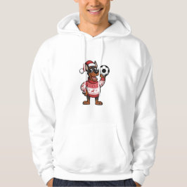 Christmas Doberman puppy with soccer ball Hoodie