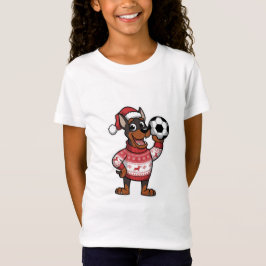 Christmas Doberman puppy with soccer ball T-shirt