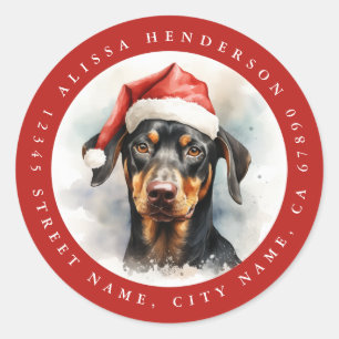 Christmas Doberman Ronde Stickers