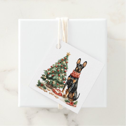 Christmas Dobermann Honden Bedankjes Labels (In situ)