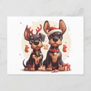 Christmas Dobermann Honden Briefkaart