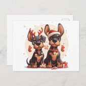 Christmas Dobermann Honden Briefkaart (Voorkant / Achterkant)