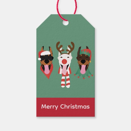Christmas Dobermann Honden Cadeaulabel (Voorkant)