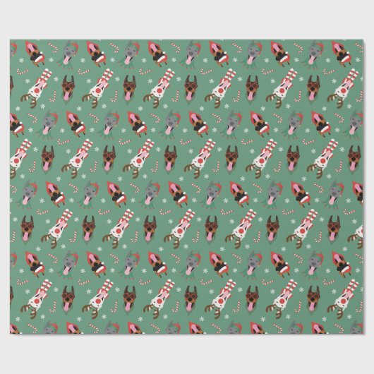 Christmas Dobermann Honden Cadeaupapier (Vlak)