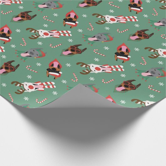 Christmas Dobermann Honden Cadeaupapier (Hoek)