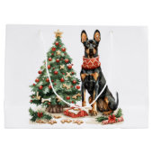 Christmas Dobermann Honden Groot Cadeauzakje (Achterkant)