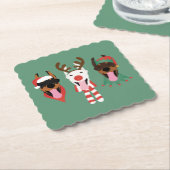Christmas Dobermann Honden Kartonnen Onderzetters (Gebogen)