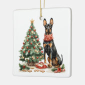 Christmas Dobermann Honden Keramisch Ornament (Links)