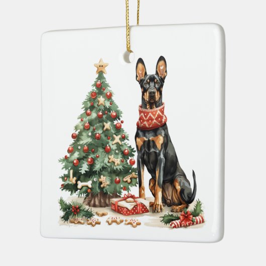 Christmas Dobermann Honden Keramisch Ornament (Links)