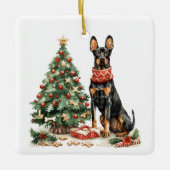 Christmas Dobermann Honden Keramisch Ornament (Voorkant)