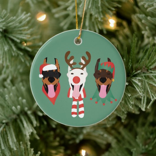 Christmas Dobermann Honden Keramisch Ornament (Boom)