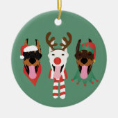 Christmas Dobermann Honden Keramisch Ornament (Voorkant)