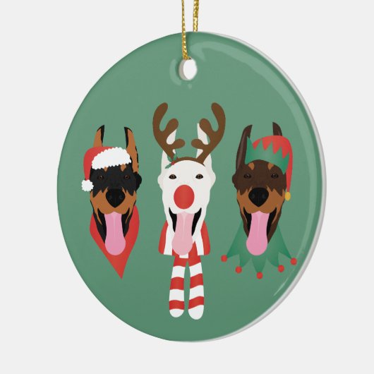 Christmas Dobermann Honden Keramisch Ornament (Links)