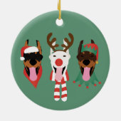 Christmas Dobermann Honden Keramisch Ornament (Achterkant)