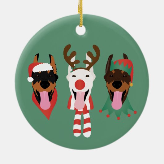 Christmas Dobermann Honden Keramisch Ornament (Achterkant)