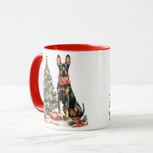 Christmas Dobermann Honden Mok (Voorkant links)