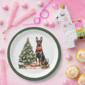 Christmas Dobermann Honden Papieren Bordje (Feest)
