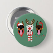 Christmas Dobermann Honden Ronde Button 7,6 Cm (Voorkant /achterkant)