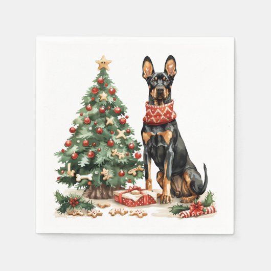 Christmas Dobermann Honden Servet (Voorkant)