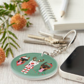 Christmas Dobermann Honden Sleutelhanger (Voorkant Rechts)