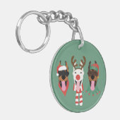 Christmas Dobermann Honden Sleutelhanger (Voorkant Links)