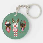 Christmas Dobermann Honden Sleutelhanger (Achterkant)