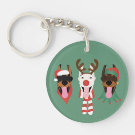 Christmas Dobermann Honden Sleutelhanger