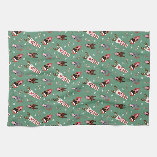 Christmas Dobermann Honden Theedoek (Horizontaal)