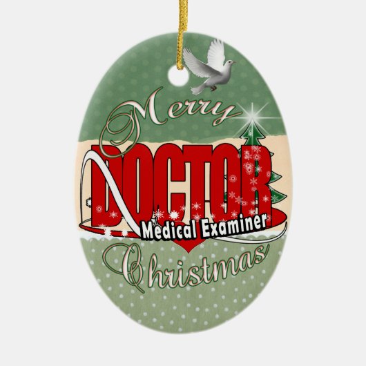 CHRISTMAS DOCTOR MEDICAL EXAMINER KERAMISCH ORNAMENT (Voorkant)