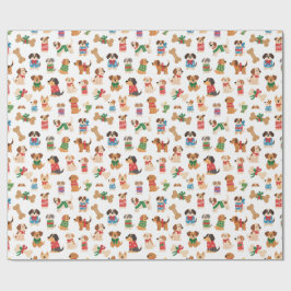Christmas Dog And Bone Colourful Gift Xmas Cadeaupapier
