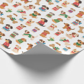 Christmas Dog And Bone Colourful Gift Xmas Cadeaupapier (Hoek)