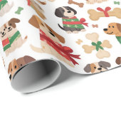 Christmas Dog And Gift Bone Colourful Xmas Cadeaupapier (Rol Hoek)