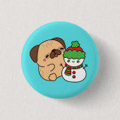 Christmas Dog and Snowman Ronde Button 3,2 Cm (Voorkant)