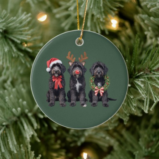 Christmas Dog Black Goldendoodle Doodle Mom Winter Keramisch Ornament (Boom)