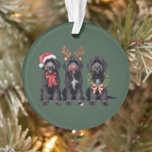 Christmas Dog Black Goldendoodle Doodle Mom Winter Ornament (Boom)