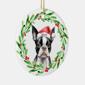 Christmas Dog Boston Terrier Terrier Feestdagen Pe Keramisch Ornament (Rechts)
