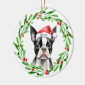 Christmas Dog Boston Terrier Terrier Feestdagen Pe Keramisch Ornament (Links)