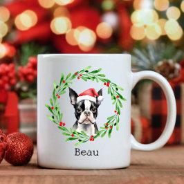 Christmas Dog Boston Terrier Terrier Feestdagen Pe Koffiemok