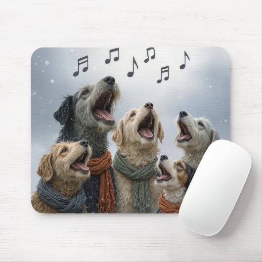 Christmas Dog Carolers In Snowflakes Muismat (Met muis)