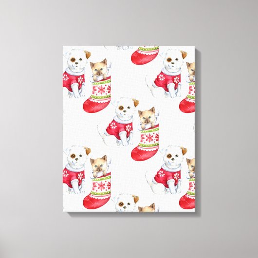 Christmas Dog & Cat Canvas Afdruk (Voorkant)