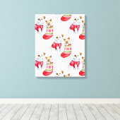 Christmas Dog & Cat Canvas Afdruk (Insitu (Houten vloer))